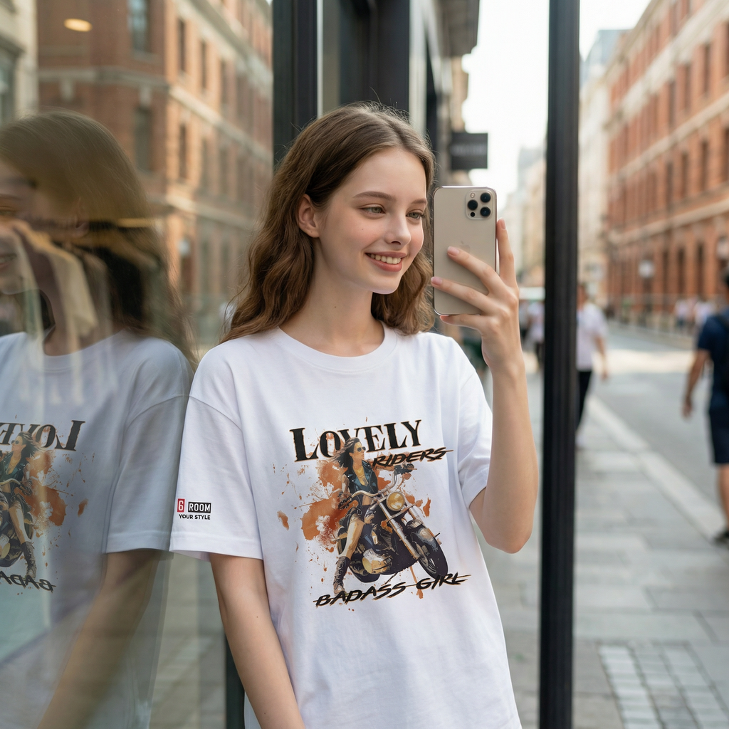 T-shirt femme biker Badass Girl - The 66 Room