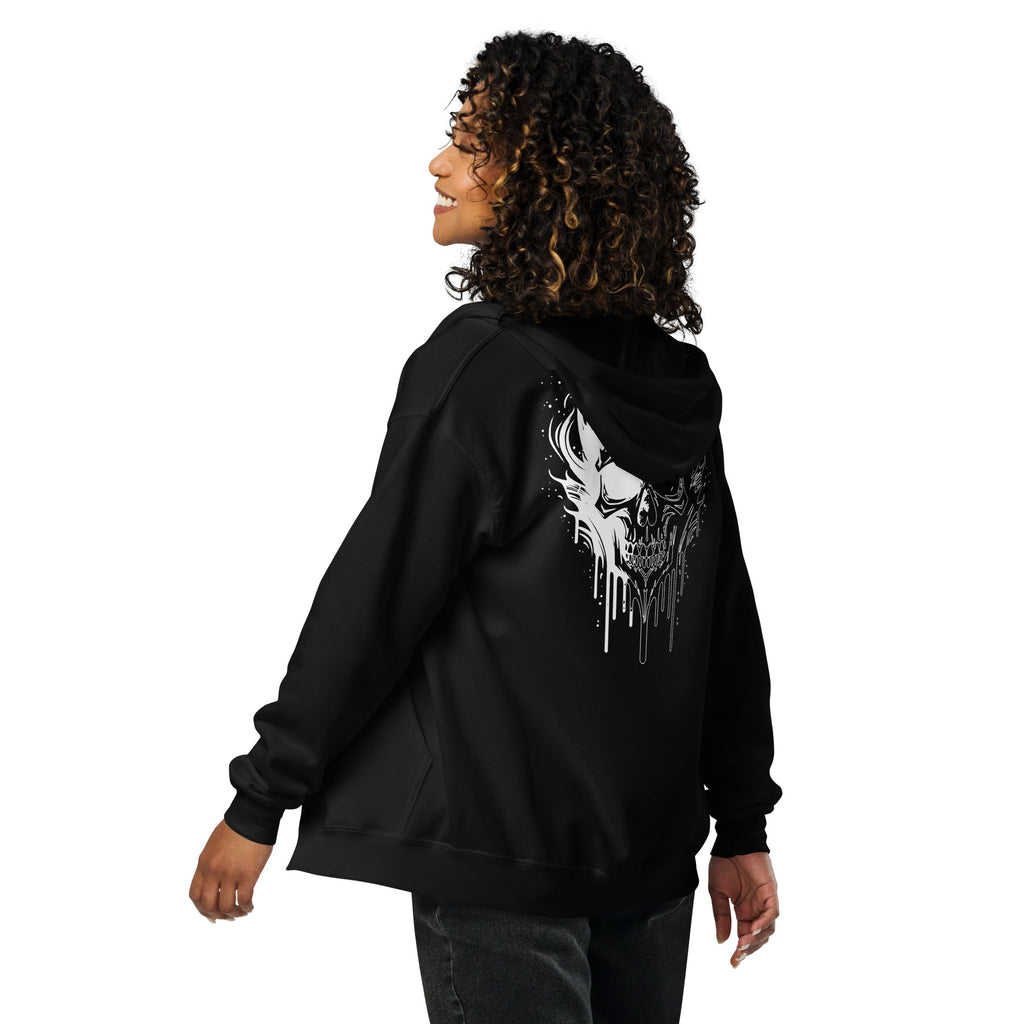 Veste zippée biker B&W Skull 3 - The 66 Room
