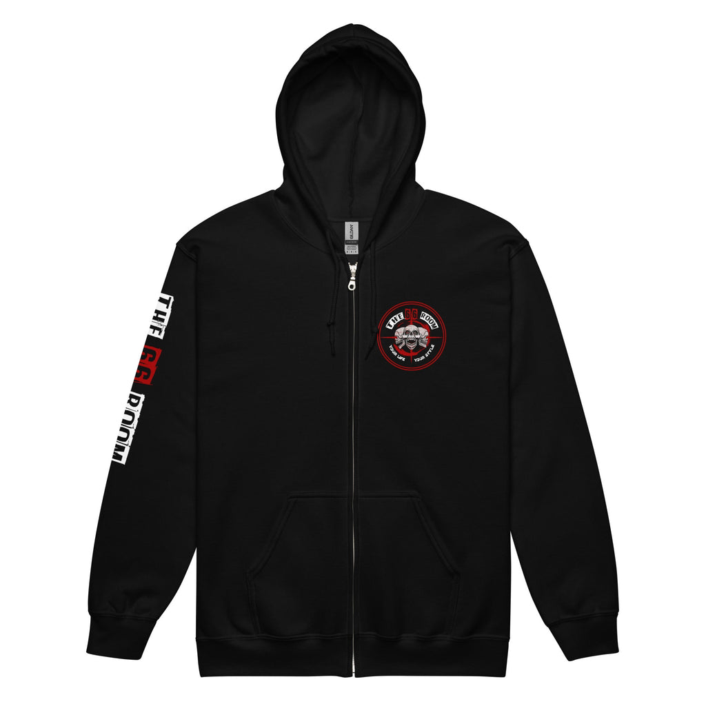 Veste zippée biker B&W Skull 3 - The 66 Room