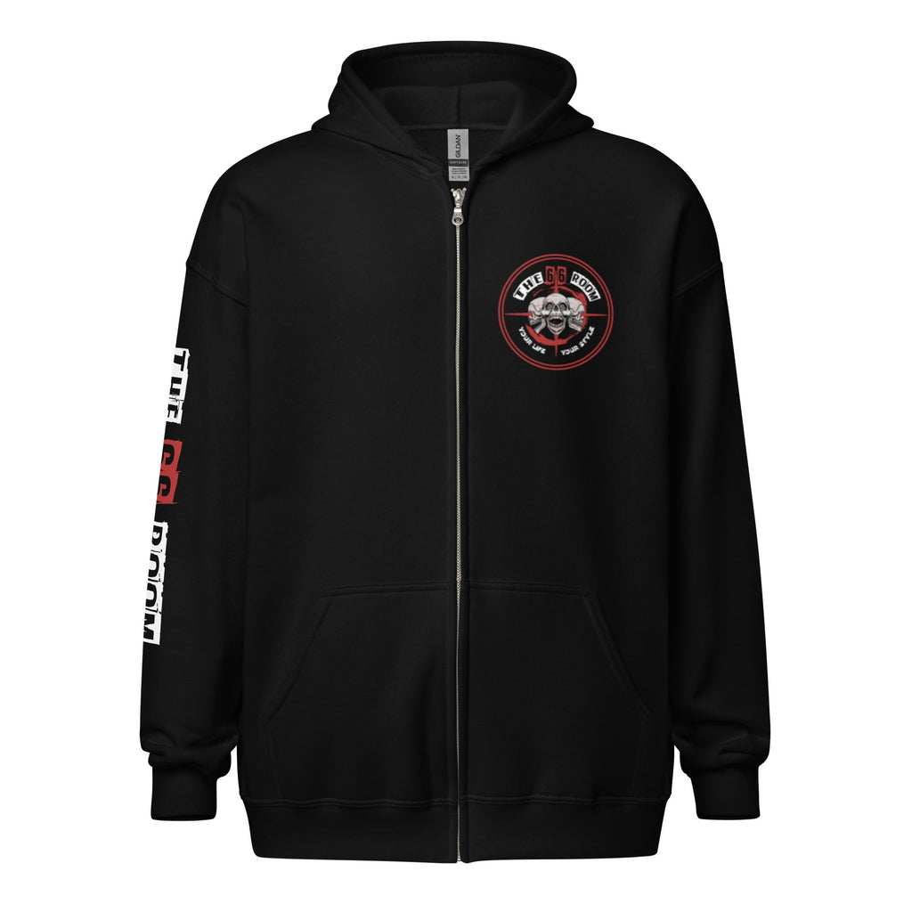 Veste zippée biker B&W Skull 2 - The 66 Room
