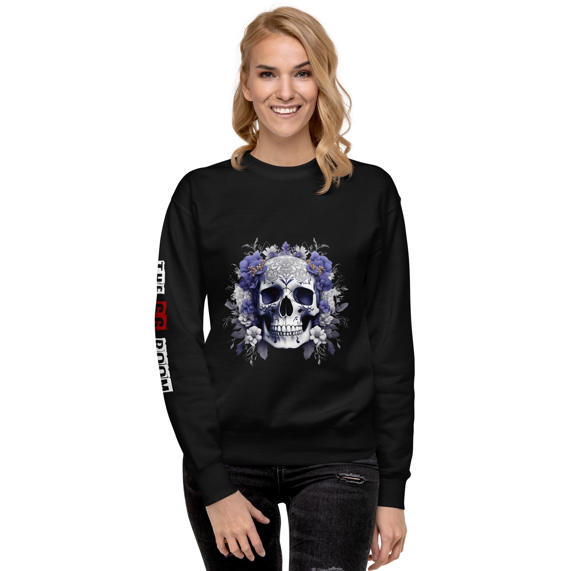 Sweatshirt femme biker Flower Skull 2 - The 66 Room