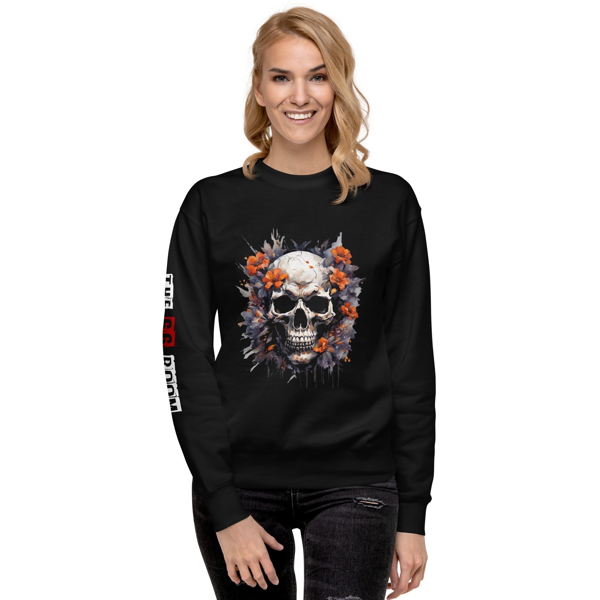 Sweatshirt femme biker Flower Skull 5 - The 66 Room