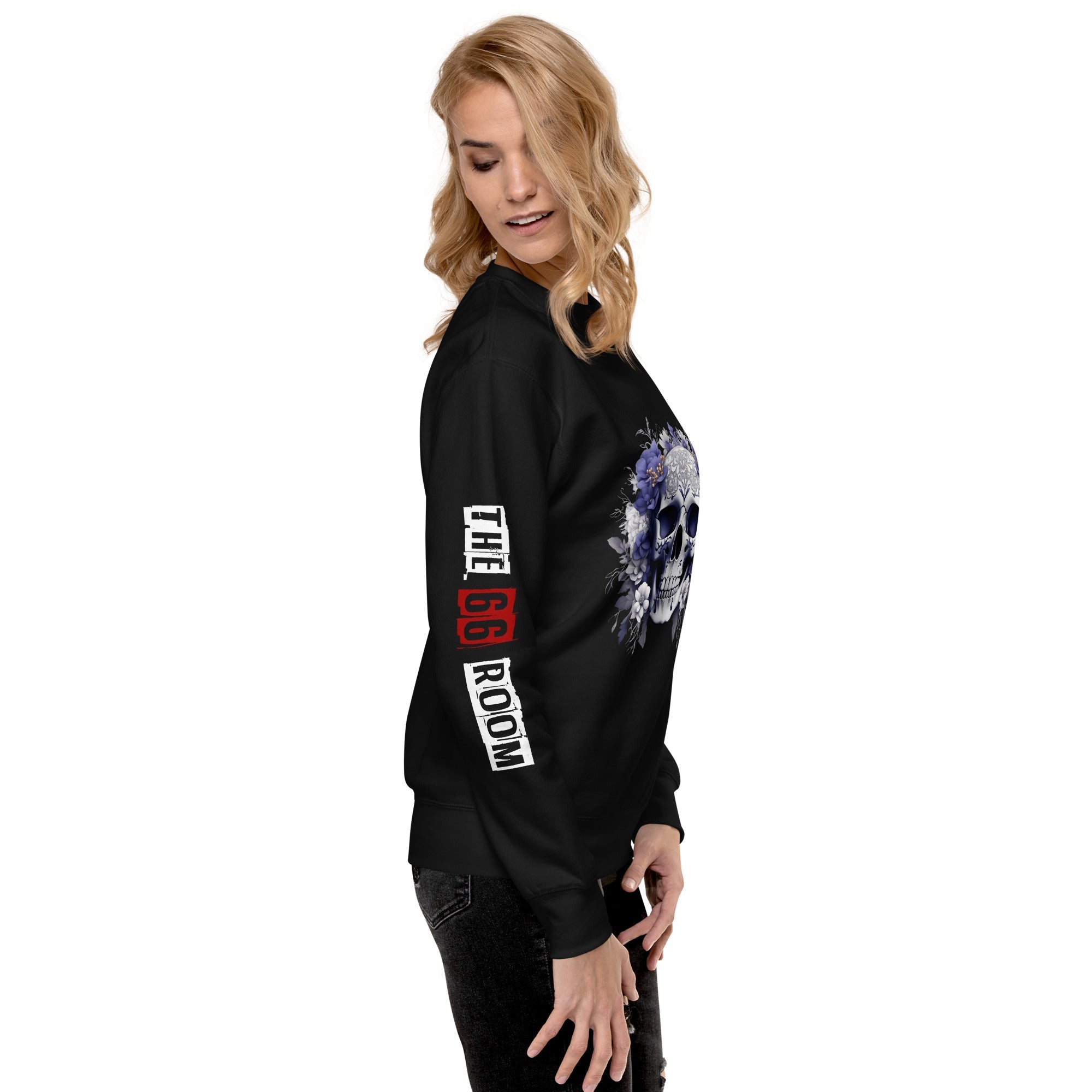 Sweatshirt femme biker Flower Skull 2 - The 66 Room
