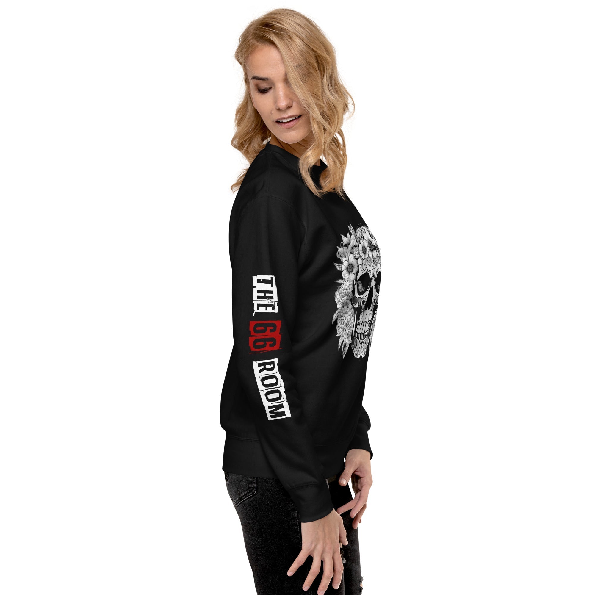 Sweatshirt femme biker Flower Skull 1 - The 66 Room