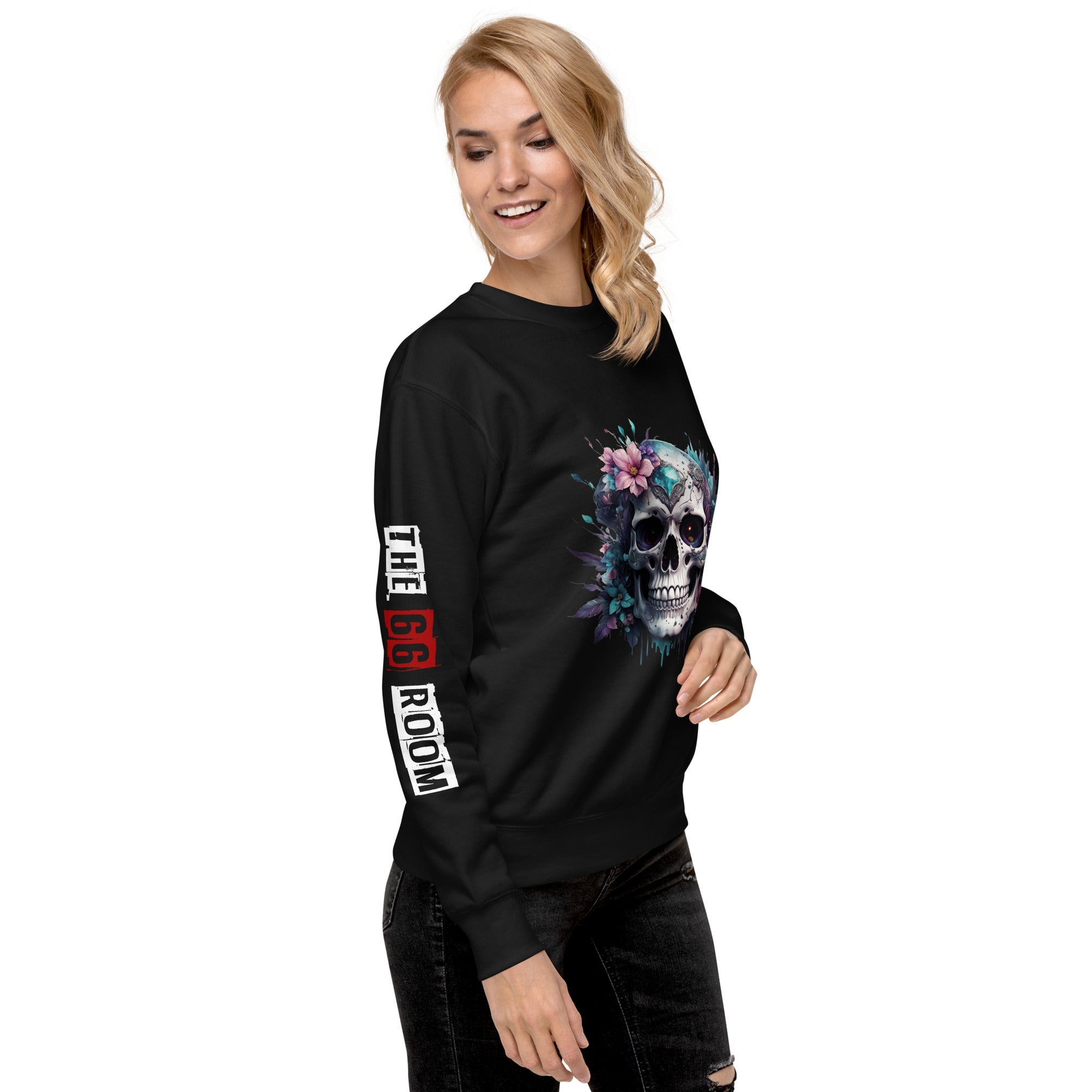 Sweatshirt femme biker Flower Skull 4 - The 66 Room