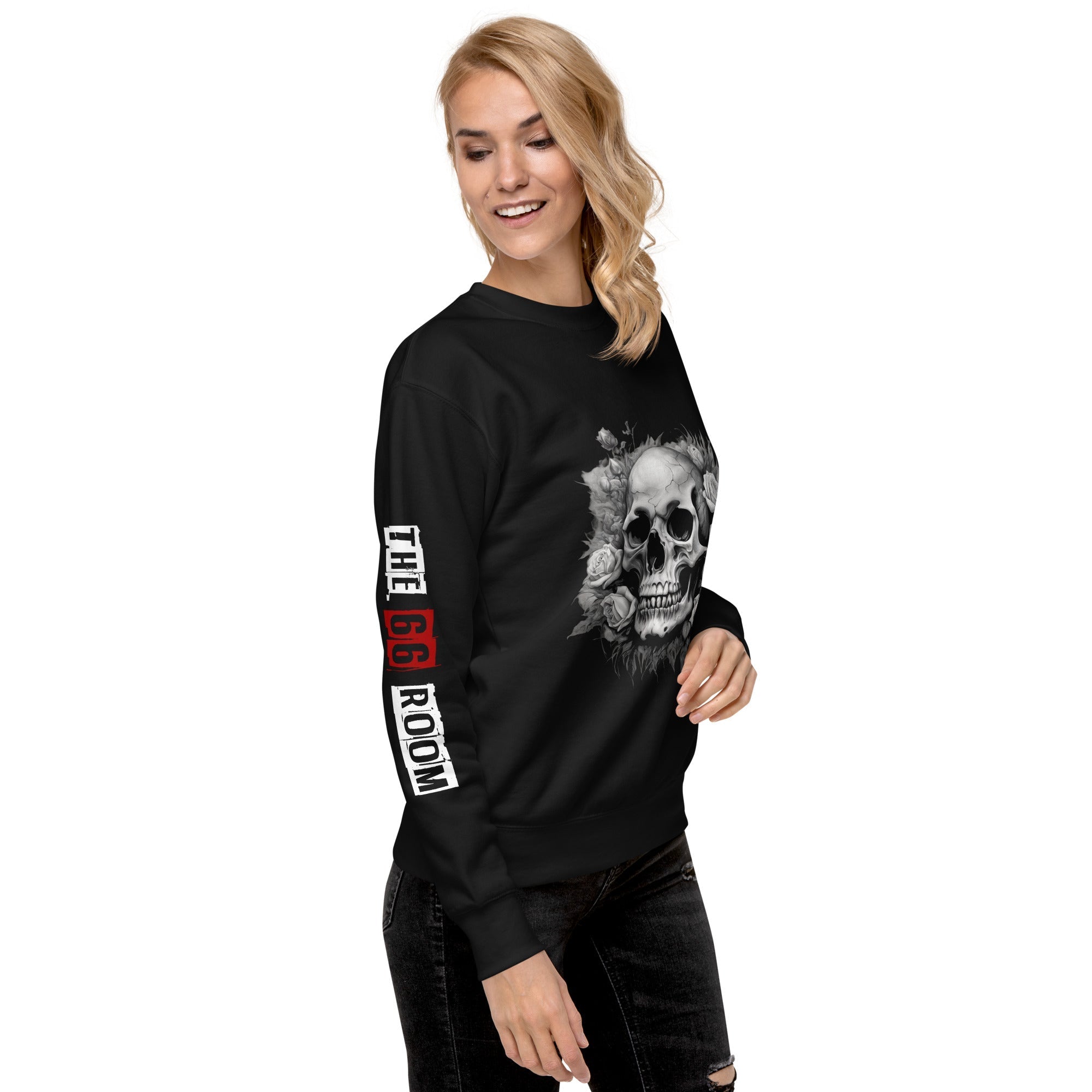 Sweatshirt femme biker Flower Skull 3 - The 66 Room