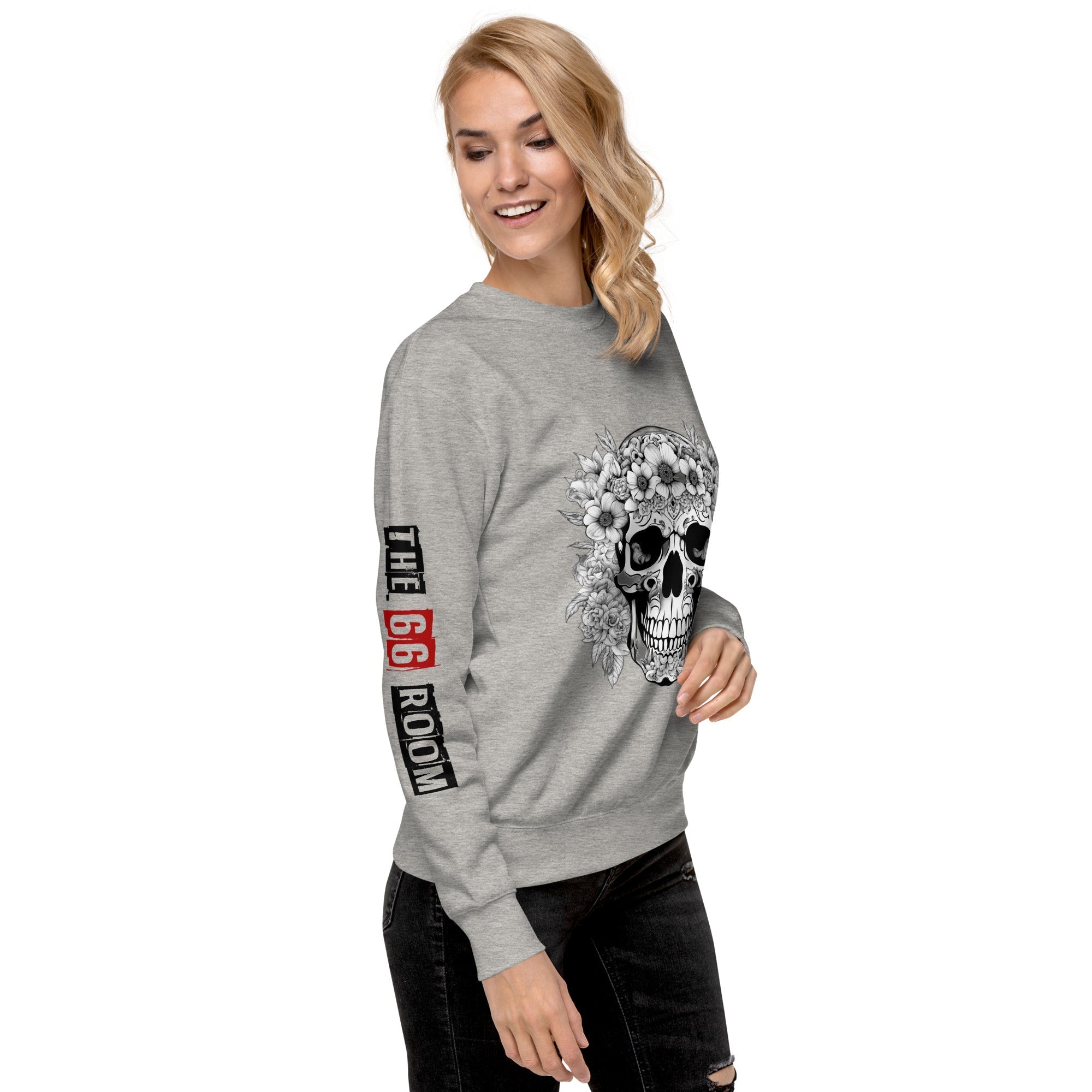 Sweatshirt femme biker Flower Skull 1 - The 66 Room