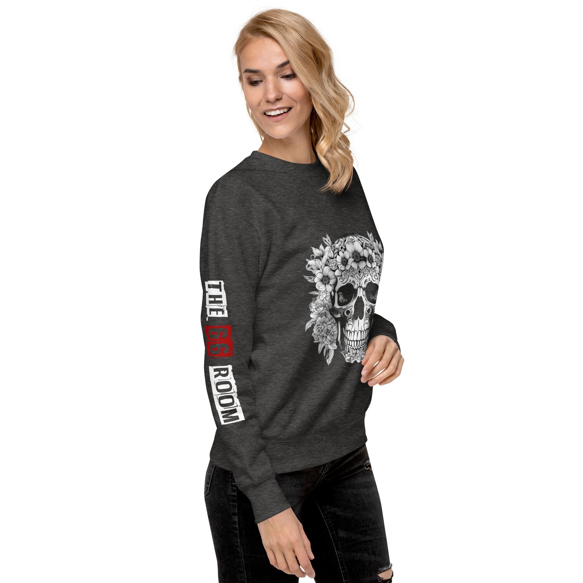 Sweatshirt femme biker Flower Skull 1 - The 66 Room