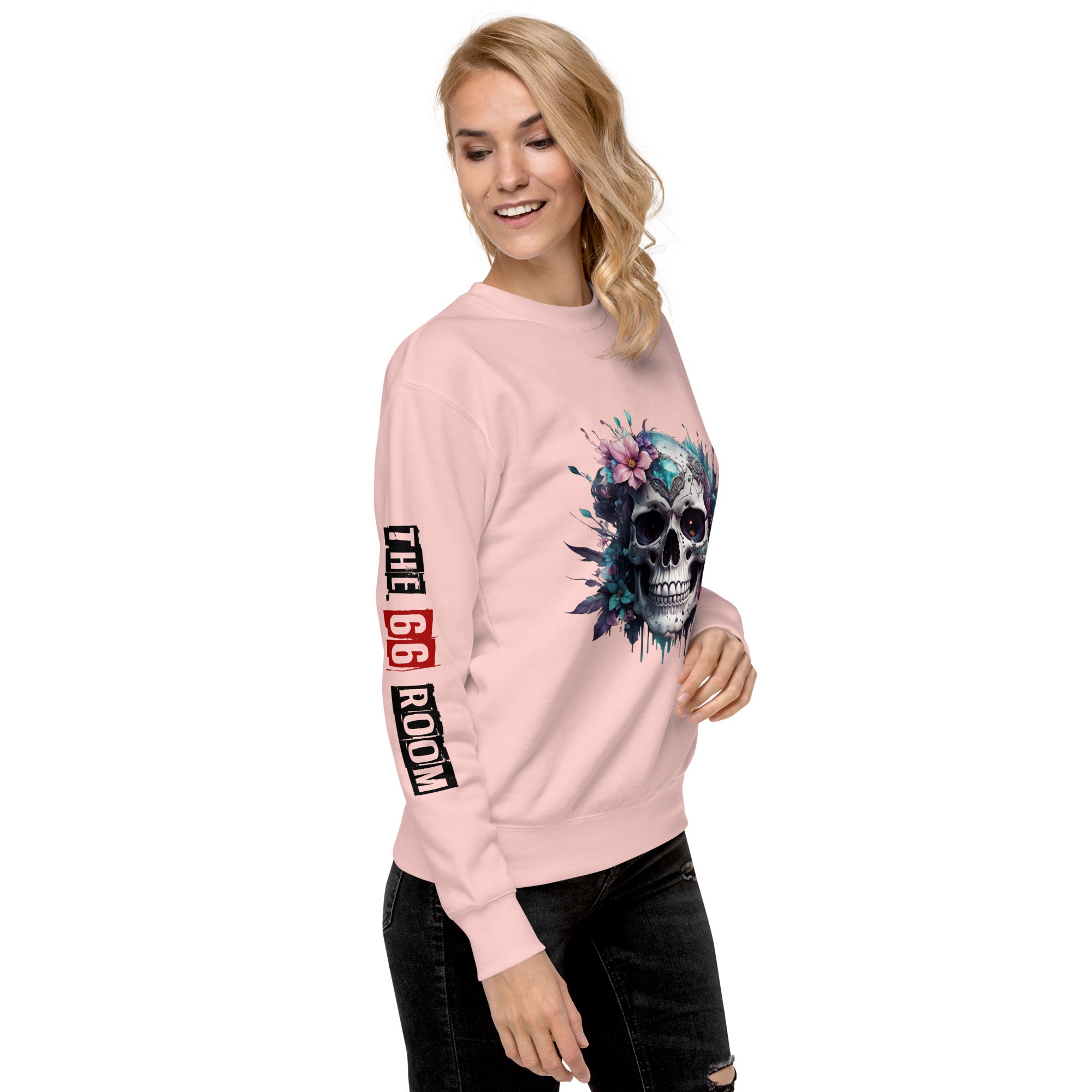 Sweatshirt femme biker Flower Skull 4 - The 66 Room