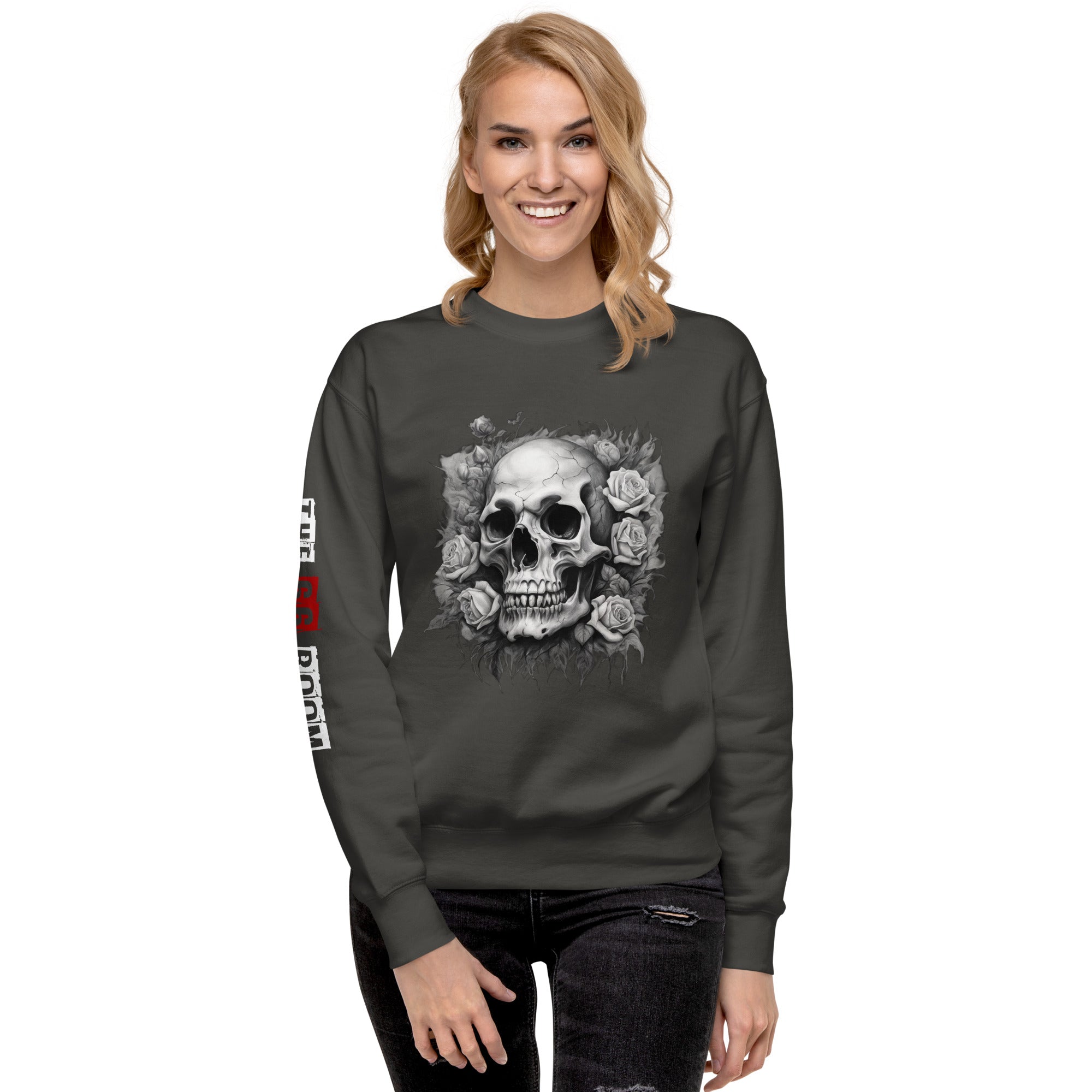 Sweatshirt femme biker Flower Skull 3 - The 66 Room
