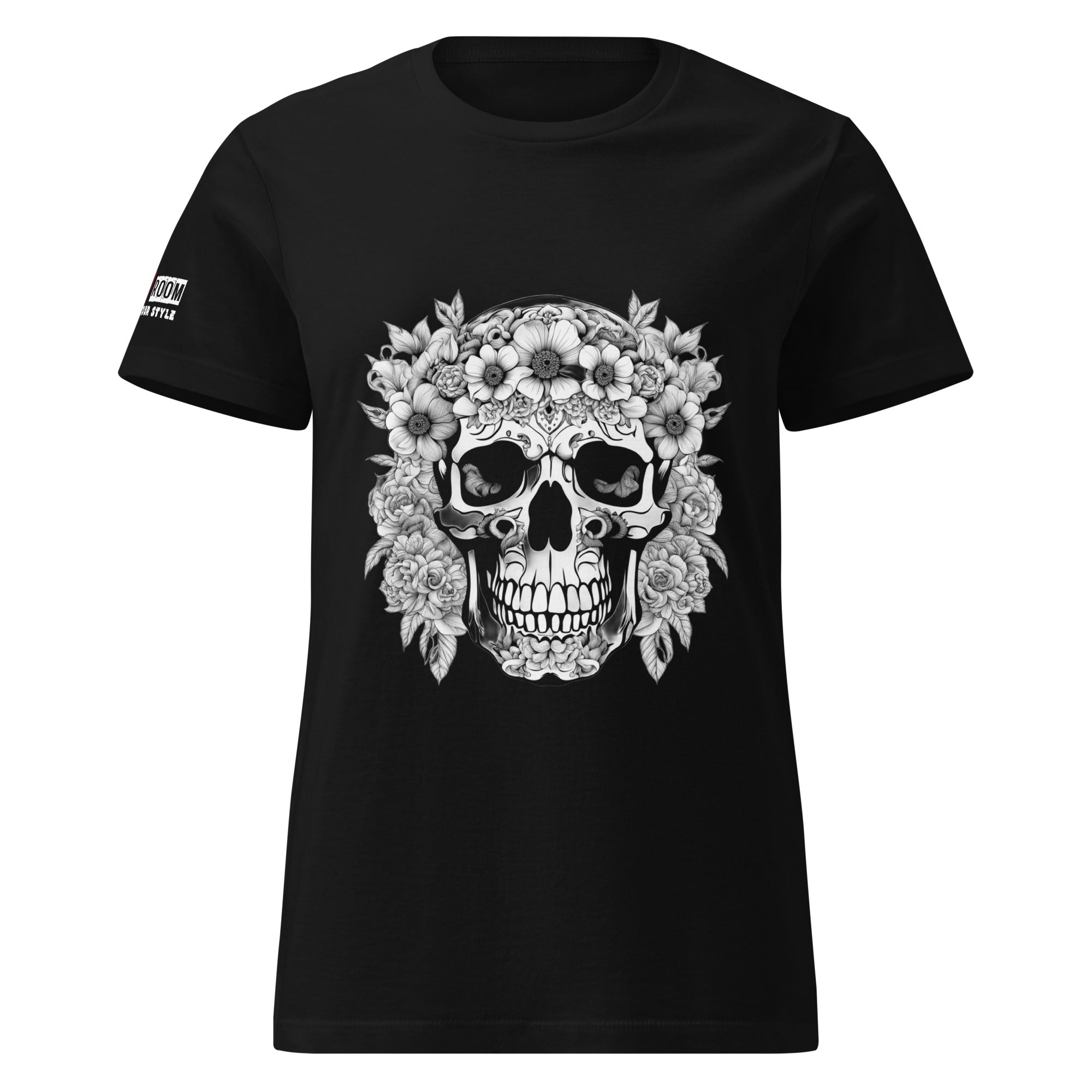 T-shirt femme biker Flower Skull 1 - The 66 Room