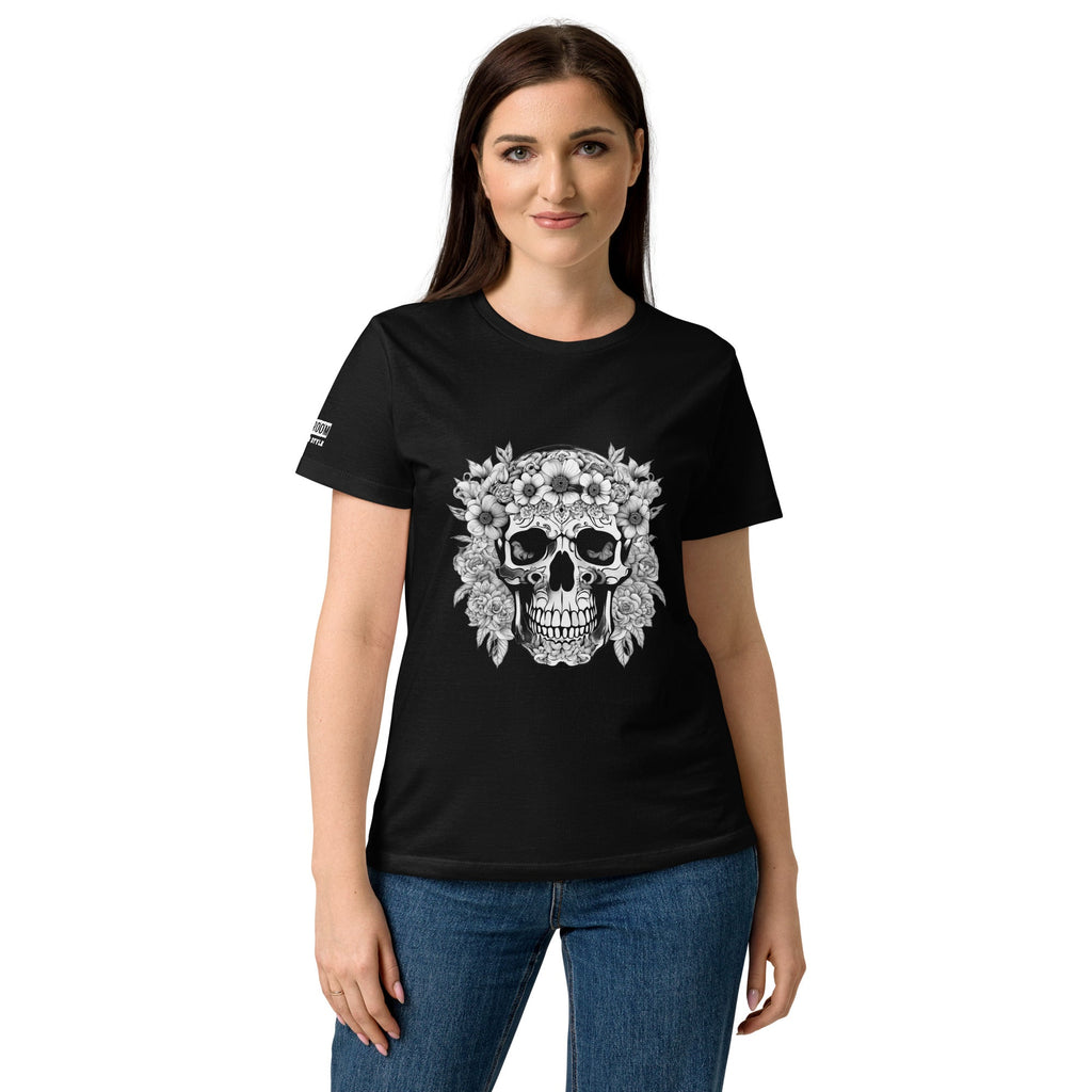 T-shirt femme biker Flower Skull 1 - The 66 Room