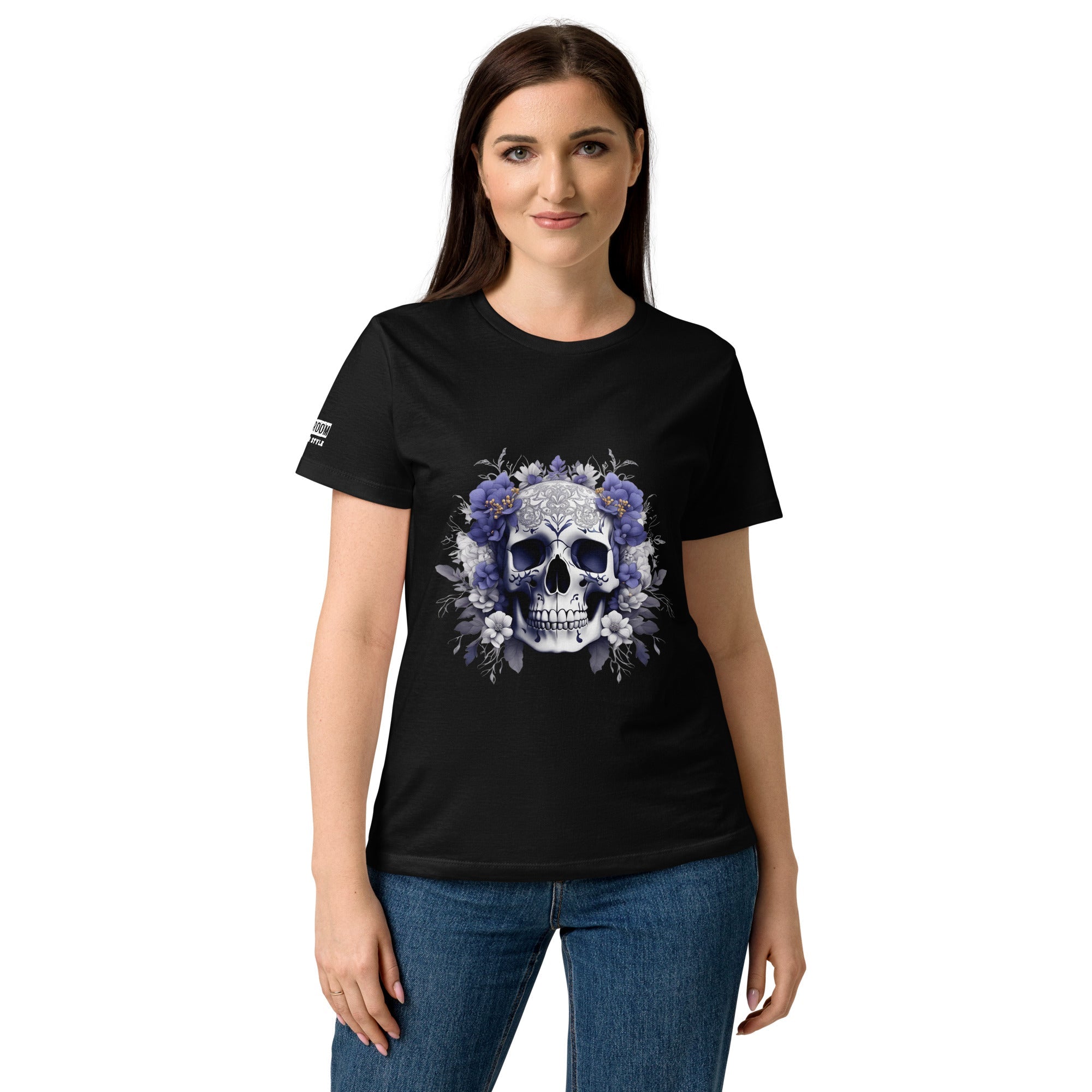 T-shirt femme biker Flower Skull 2 - The 66 Room