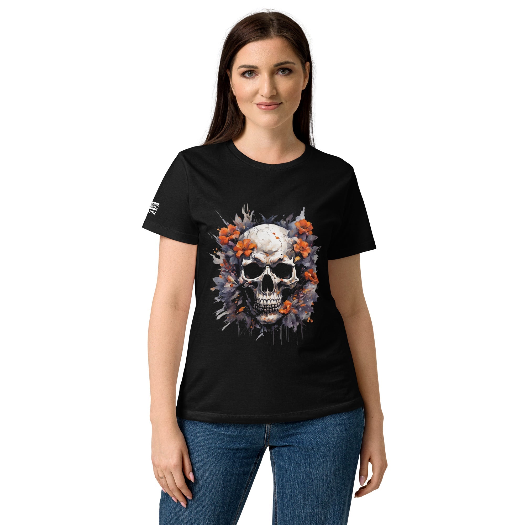 T-shirt femme biker Flower Skull 5 - The 66 Room