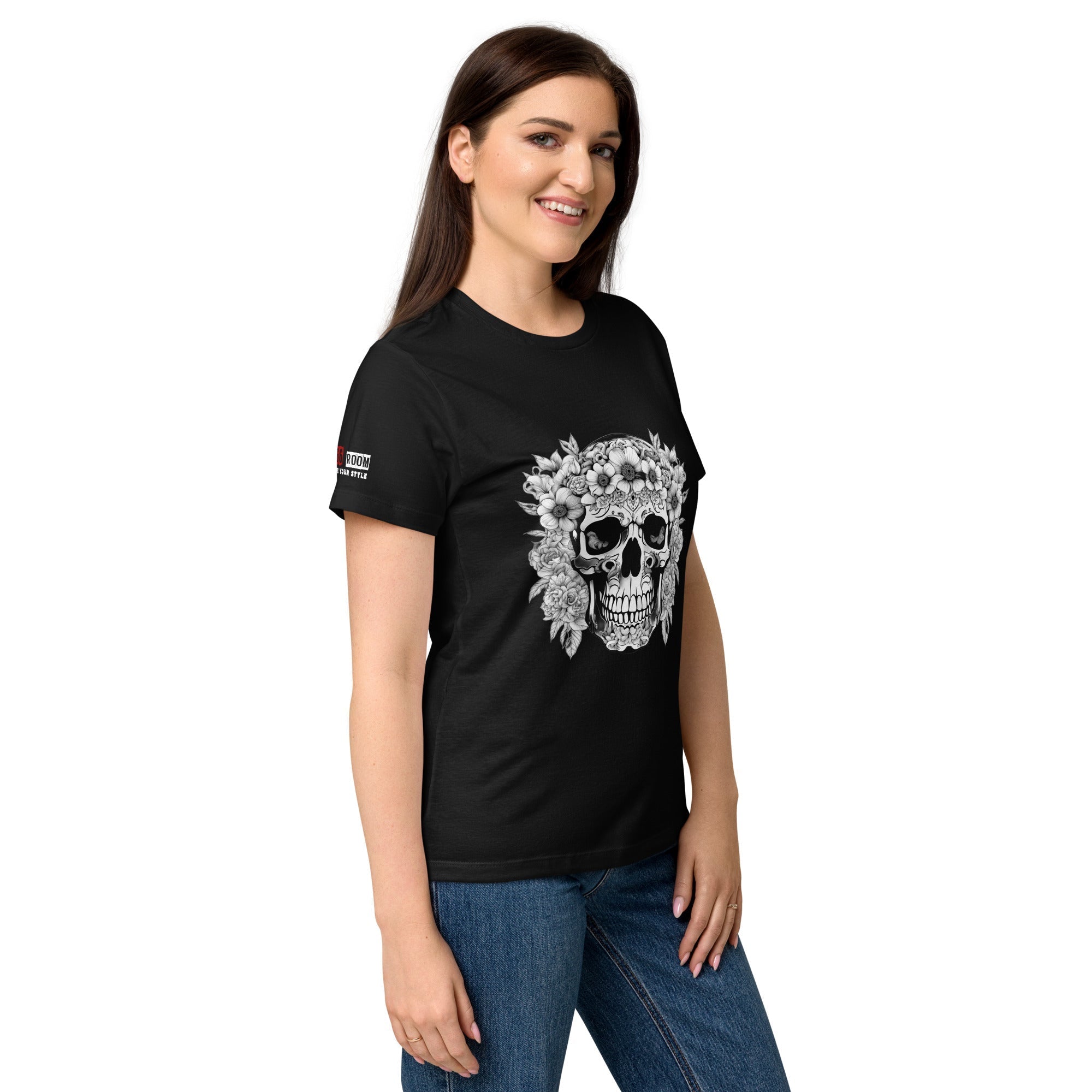 T-shirt femme biker Flower Skull 1 - The 66 Room