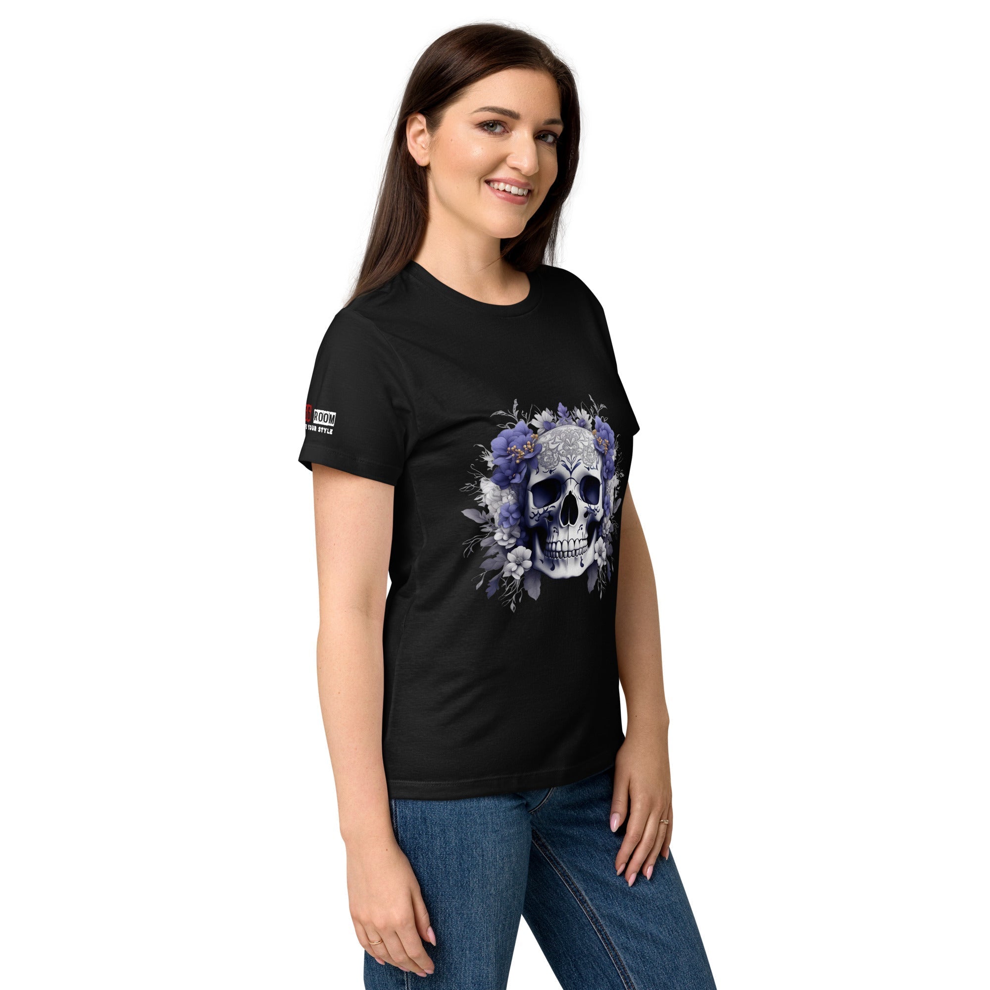 T-shirt femme biker Flower Skull 2 - The 66 Room