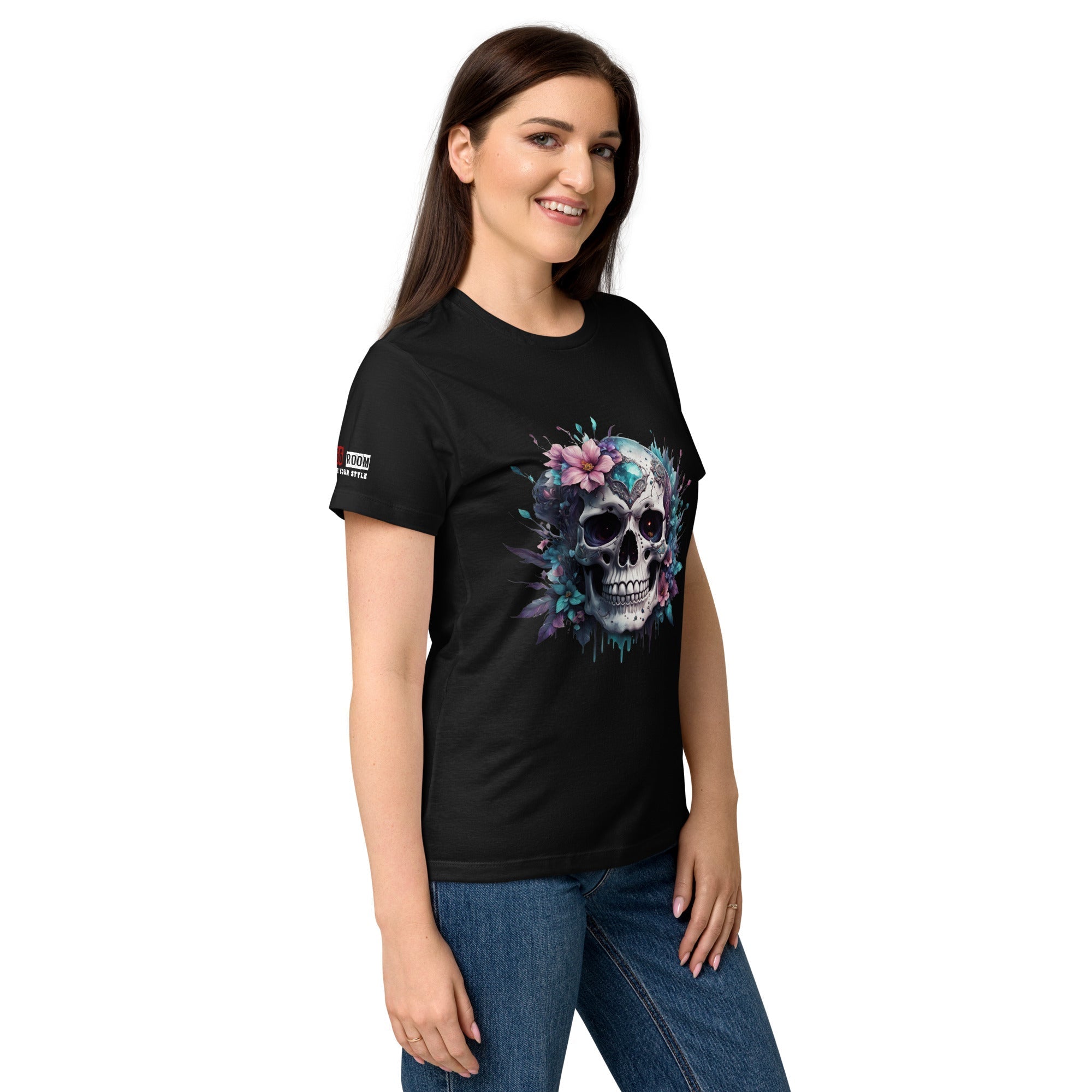 T-shirt femme biker Flower Skull 4 - The 66 Room
