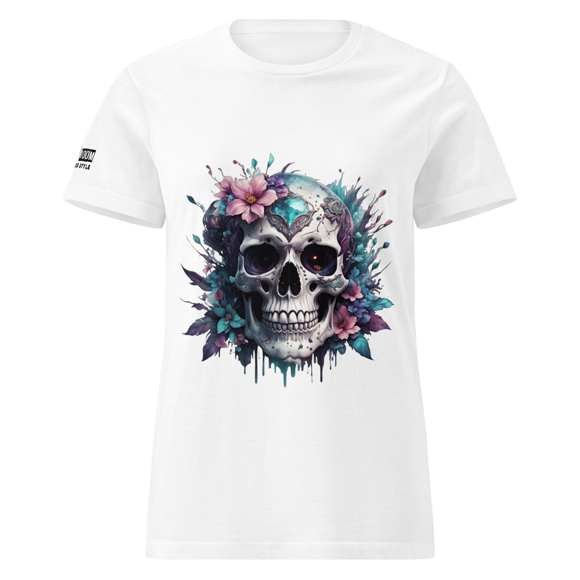 T-shirt femme biker Flower Skull 4 - The 66 Room