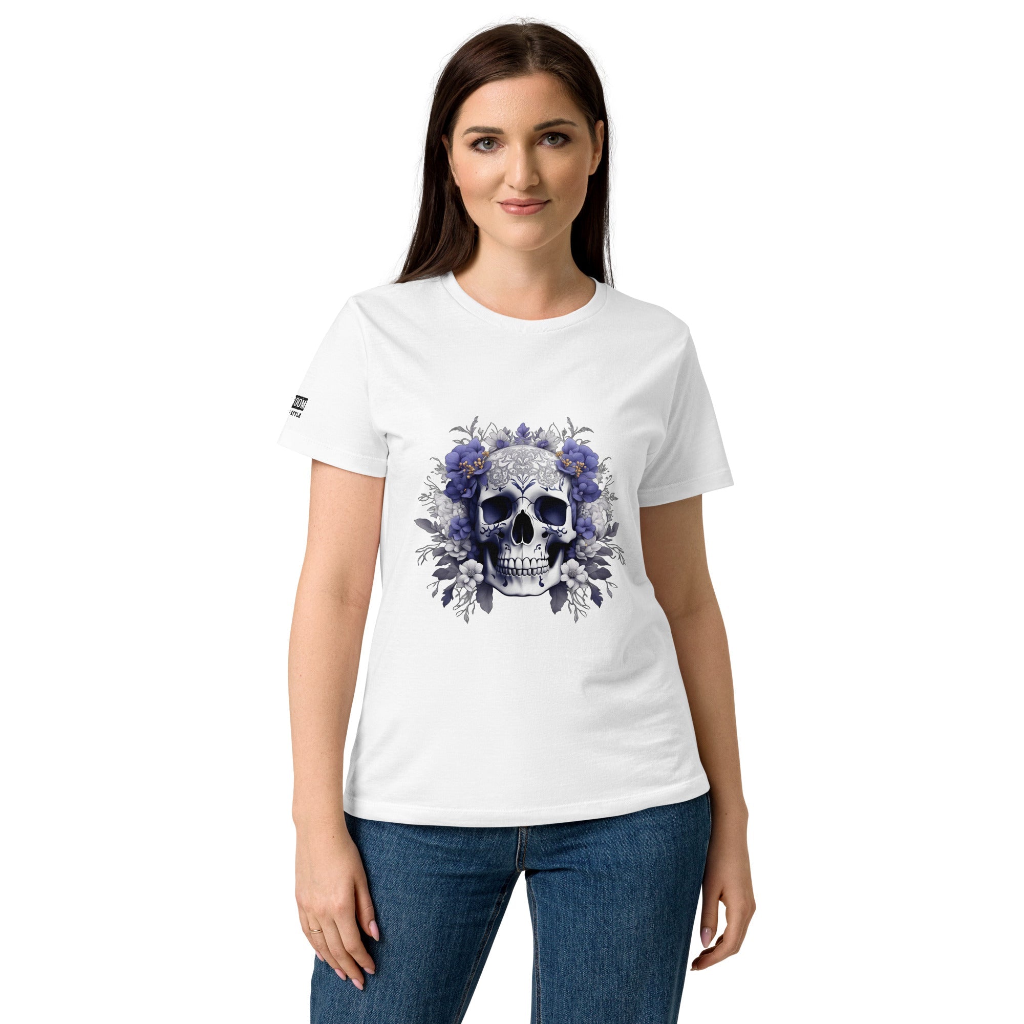 T-shirt femme biker Flower Skull 2 - The 66 Room