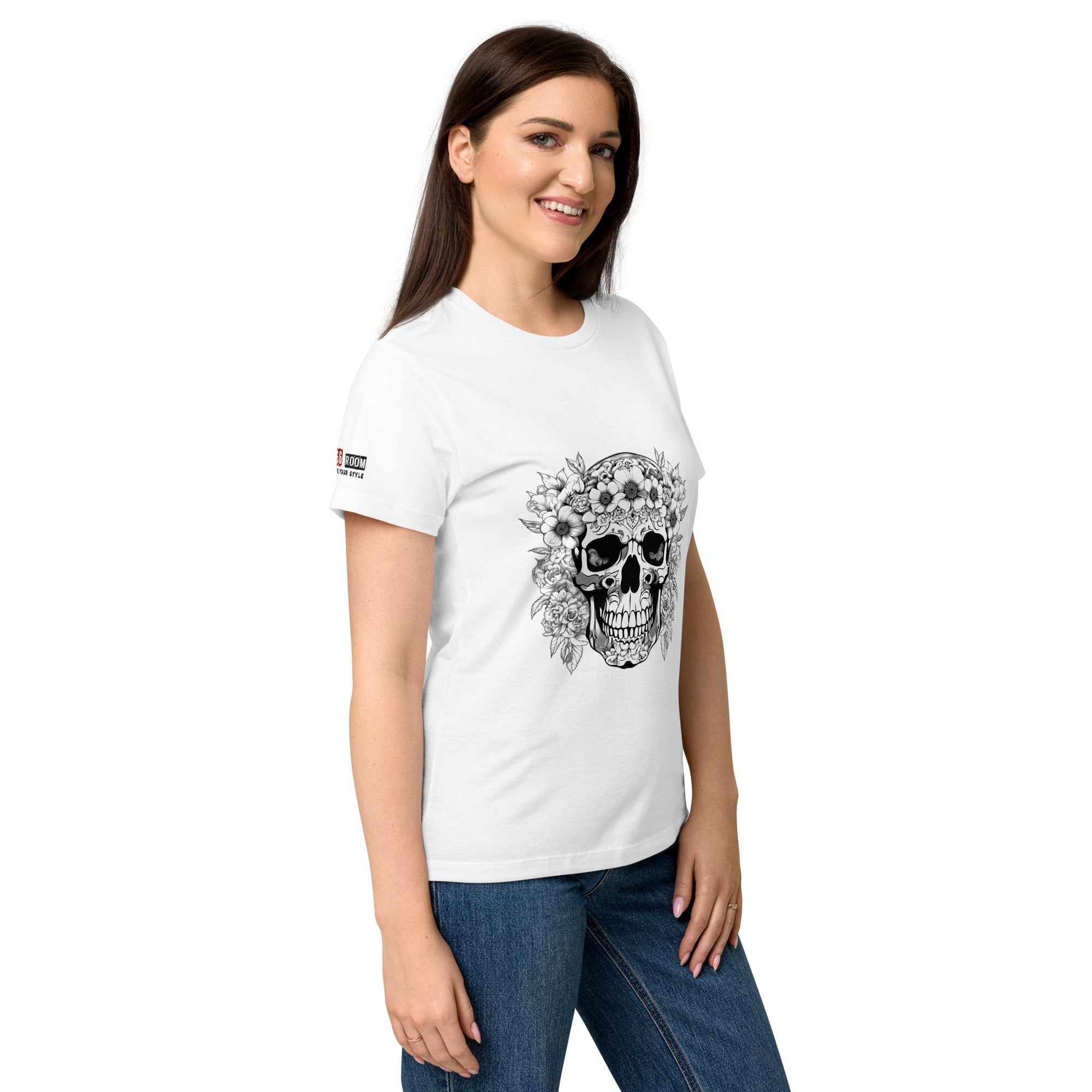 T-shirt femme biker Flower Skull 1 - The 66 Room